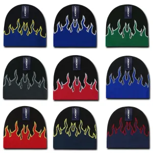 1 Dozen Boys Girls Kids Youth Decky Fire Flame Beanies Caps Hats Wholesale Lot