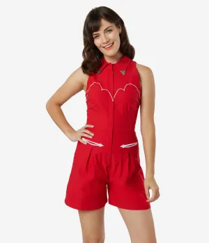 1950s Style Red Mojave Western Romper