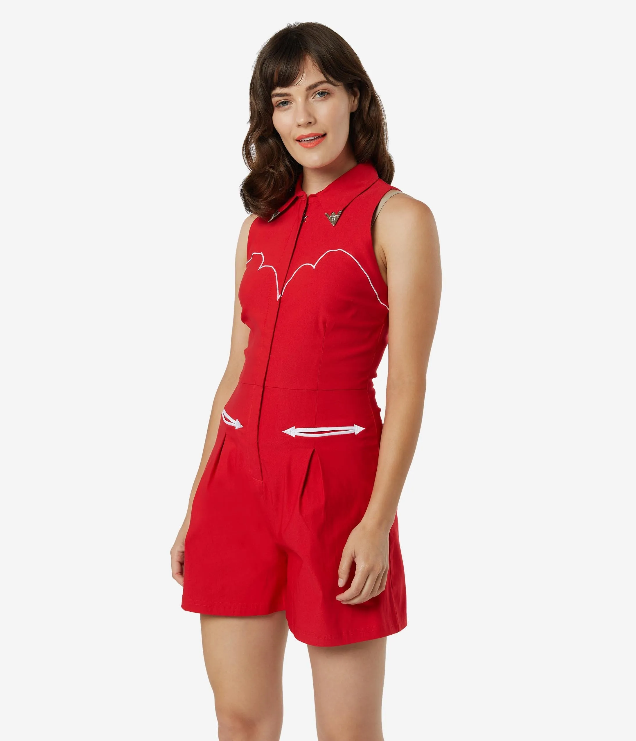 1950s Style Red Mojave Western Romper