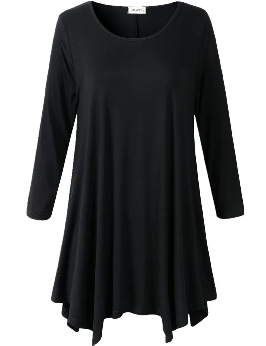 3/4 Sleeve Plus Size Tunic Tops Loose Basic Shirt - LARACE 8028 4XL-6XL