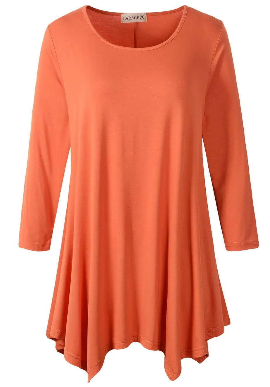 3/4 Sleeve Plus Size Tunic Tops Loose Basic Shirt - LARACE 8028 4XL-6XL