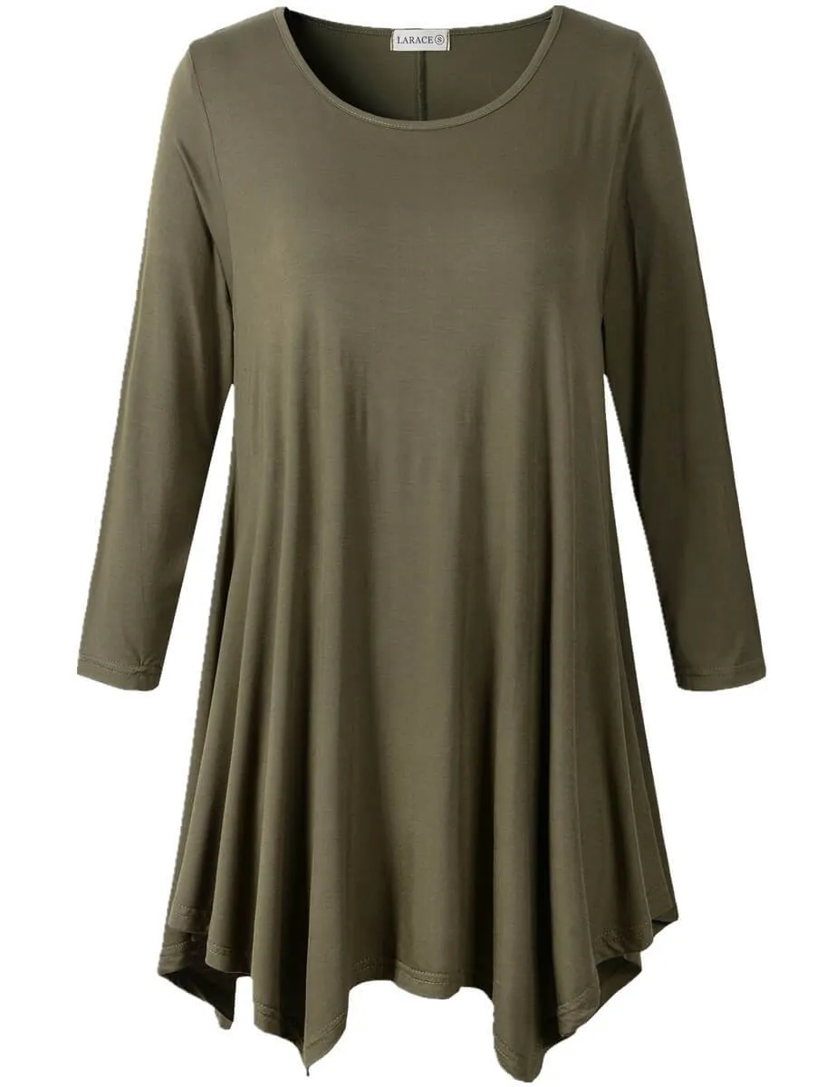 3/4 Sleeve Plus Size Tunic Tops Loose Basic Shirt - LARACE 8028 4XL-6XL