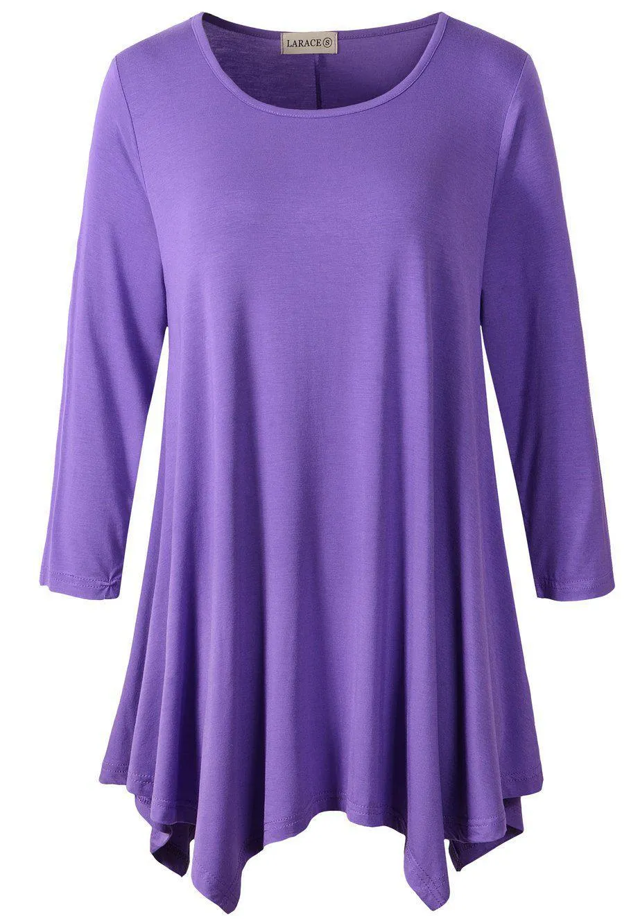 3/4 Sleeve Plus Size Tunic Tops Loose Basic Shirt - LARACE 8028 4XL-6XL