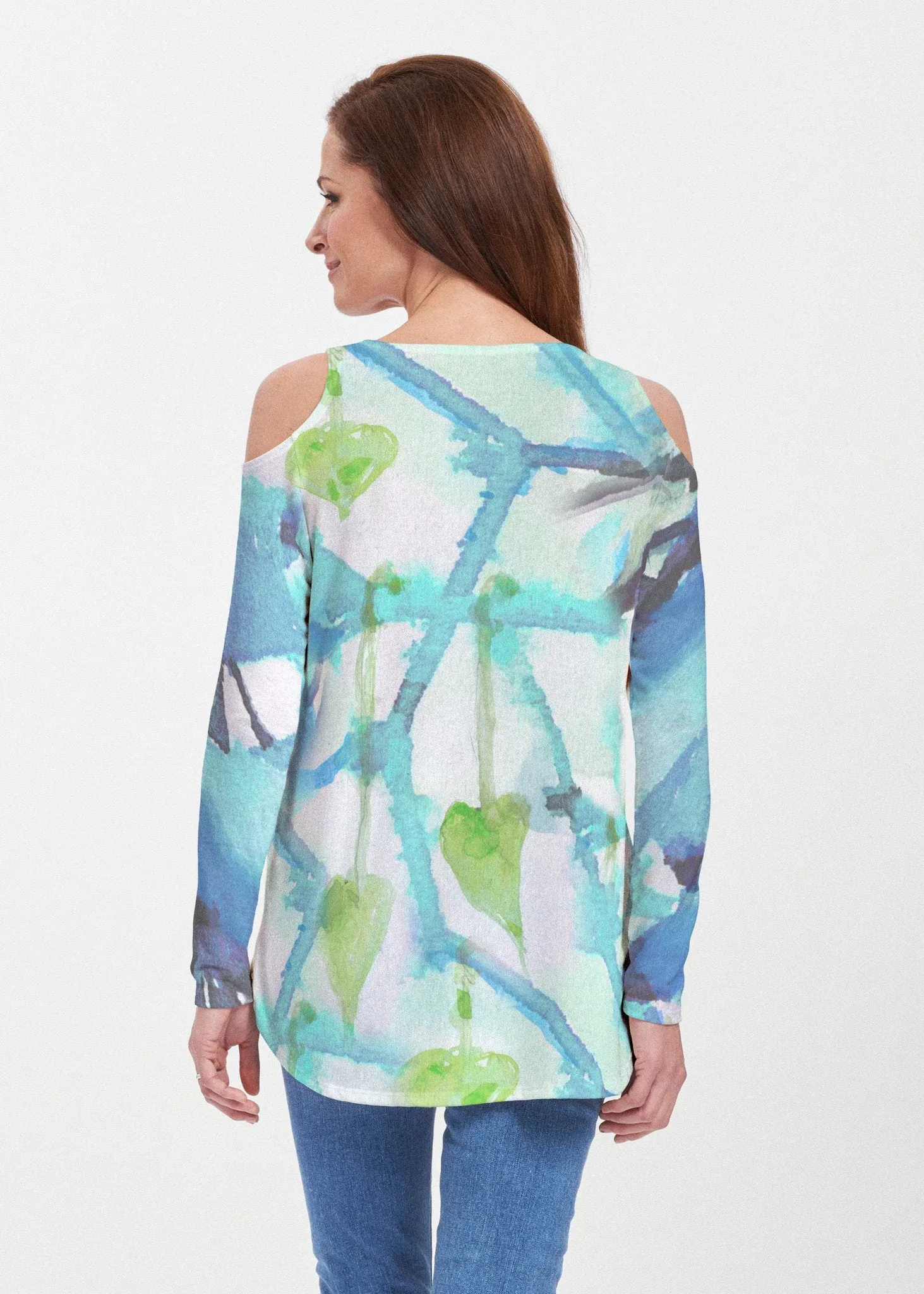 Abstract Blue (15035) ~ Cold Shoulder Tunic