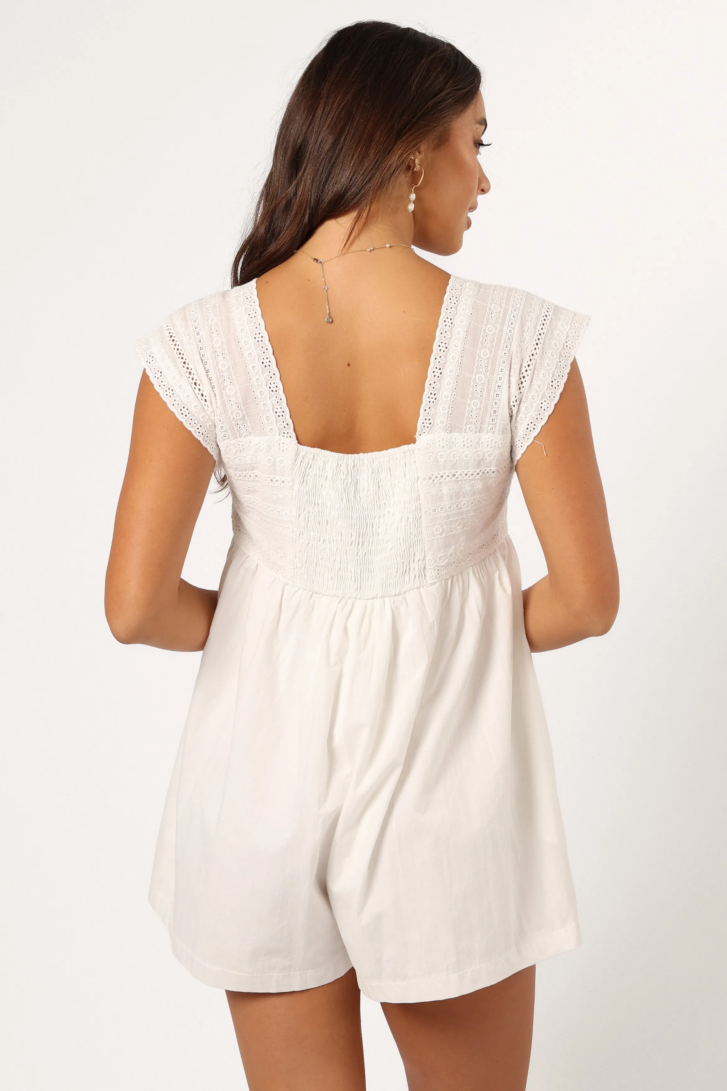 Adeline Romper - White