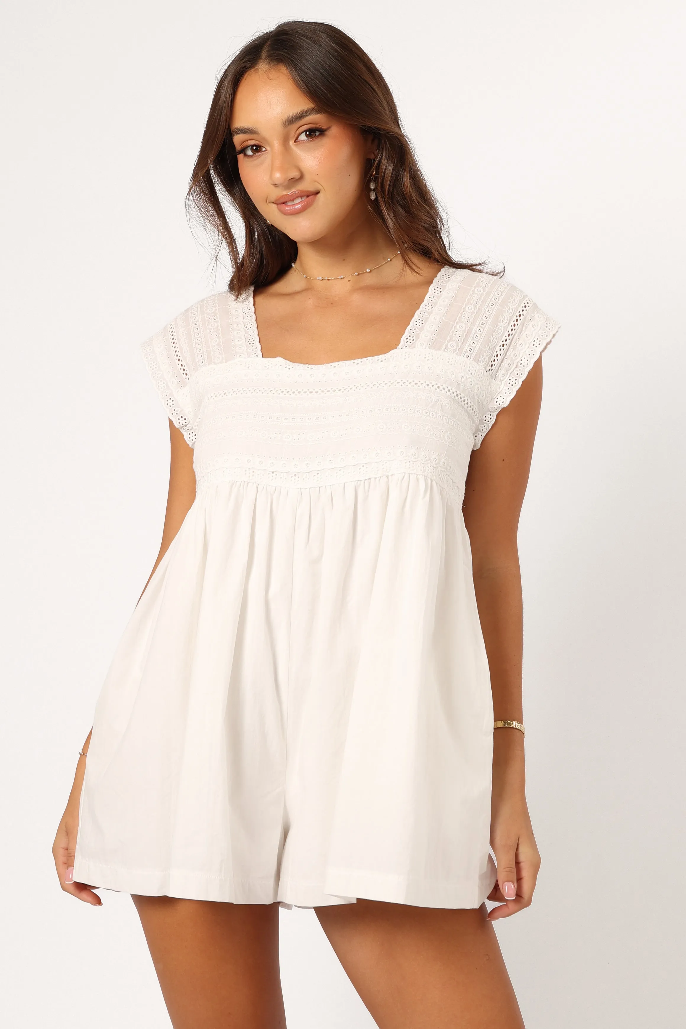 Adeline Romper - White