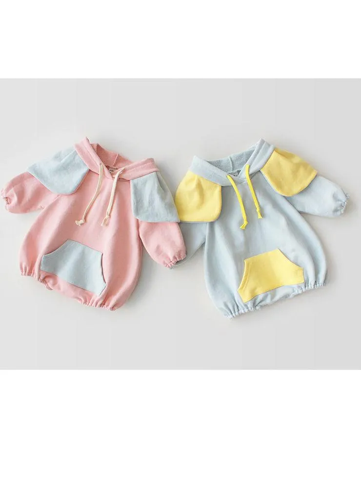 Adorable Elephant Pattern Hoodie Baby Onesie