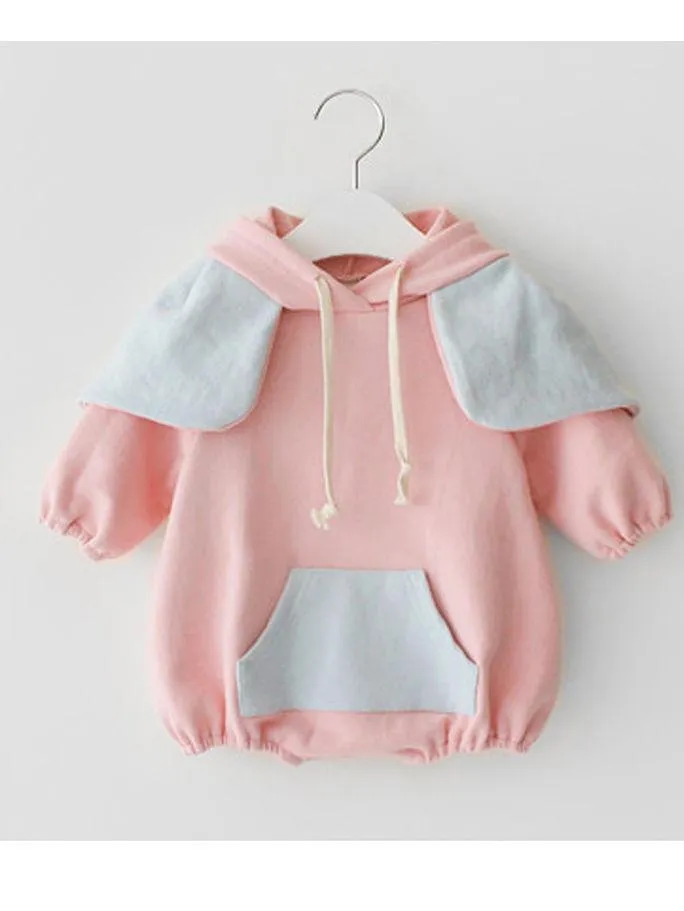 Adorable Elephant Pattern Hoodie Baby Onesie