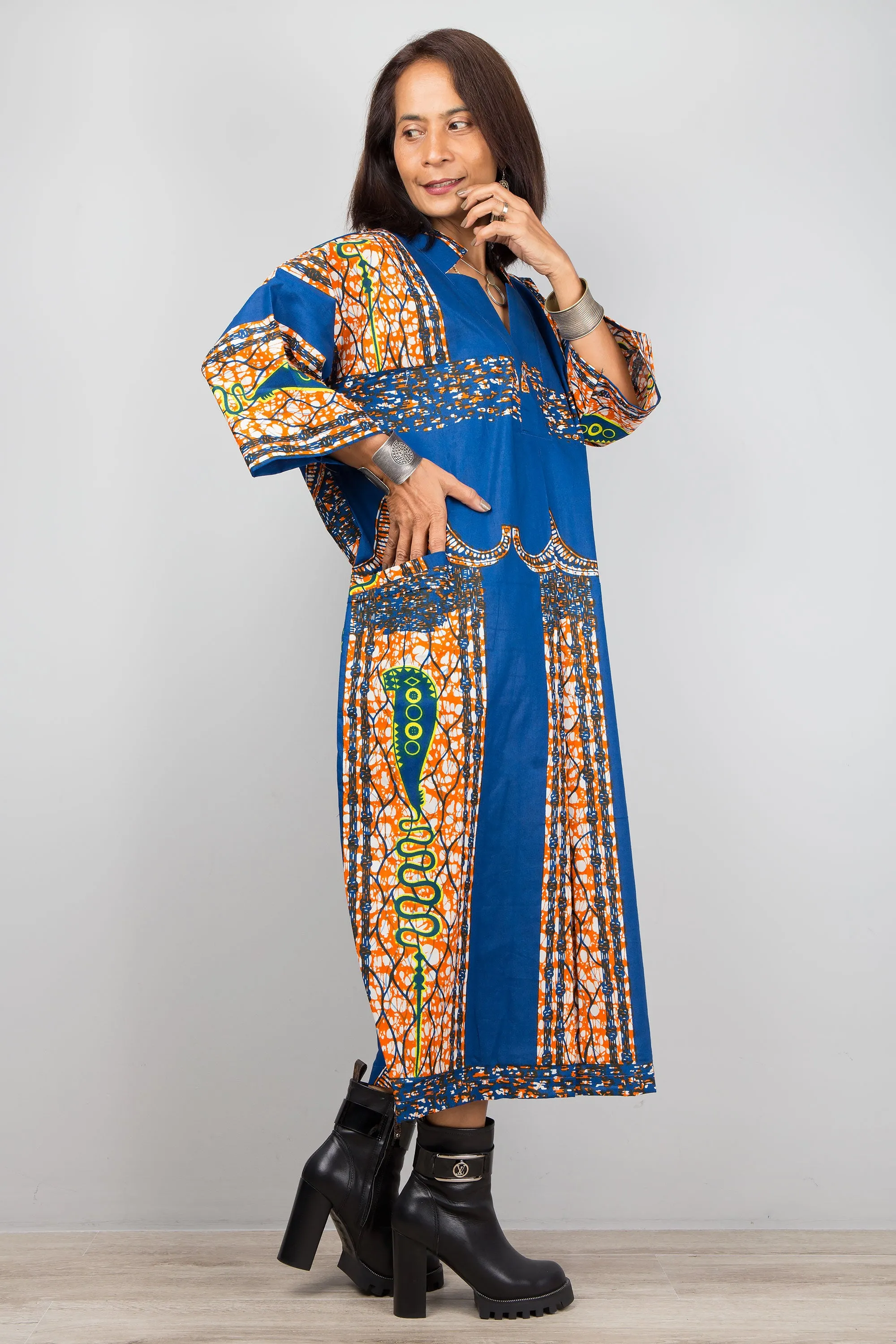 African Ankara Print Kaftan Dress