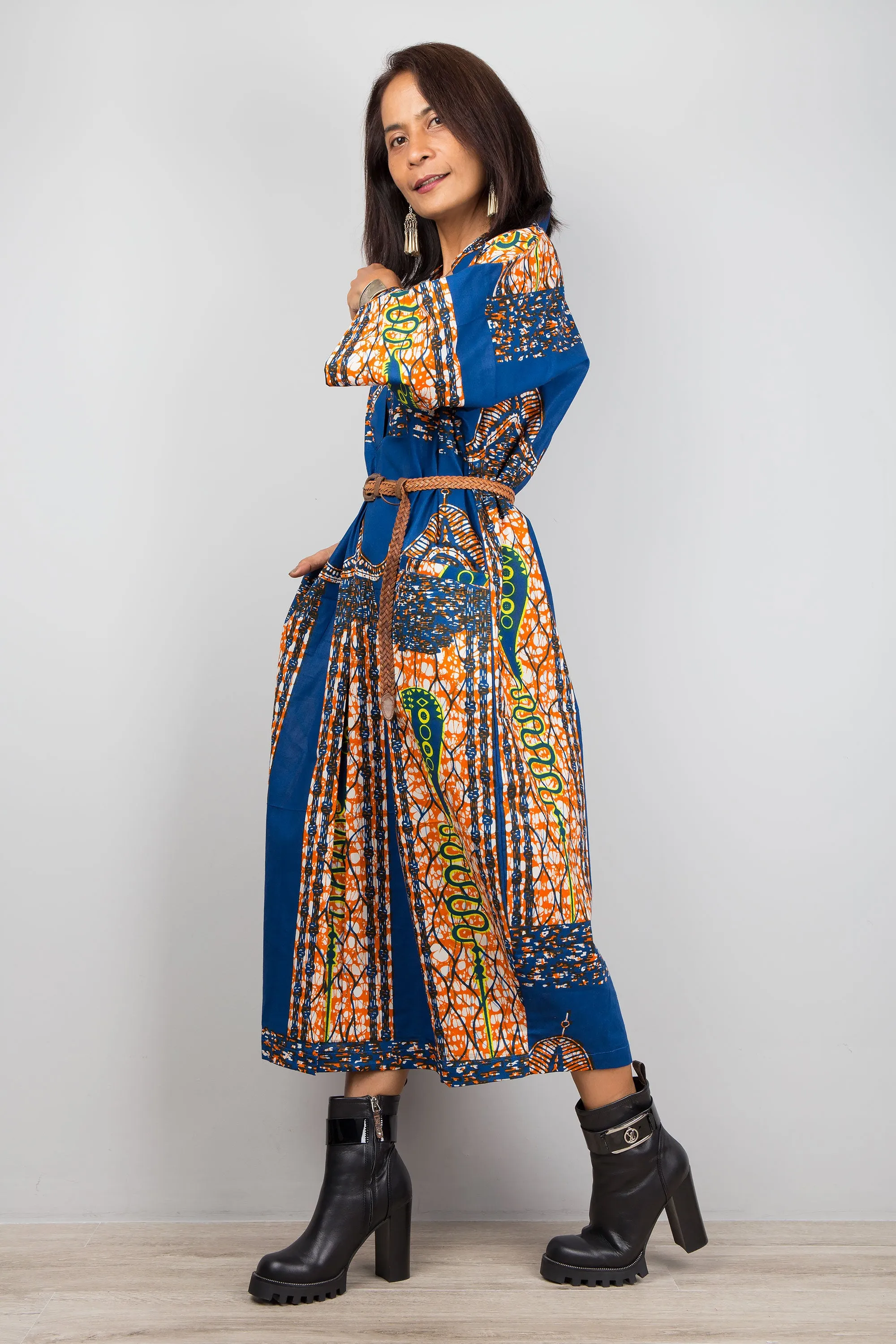 African Ankara Print Kaftan Dress