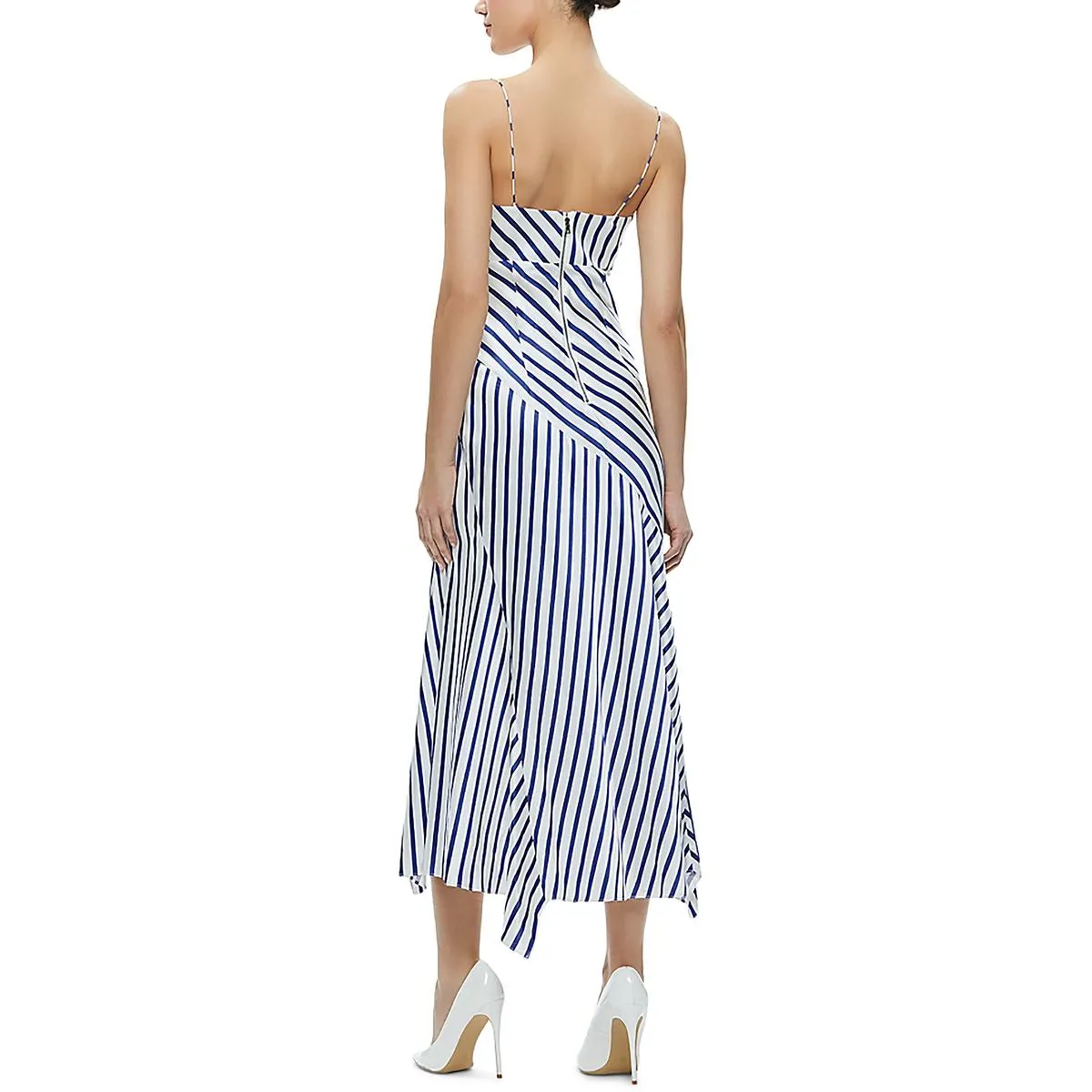 Alice and Olivia Womens Asymmetric Midi Slip Dress