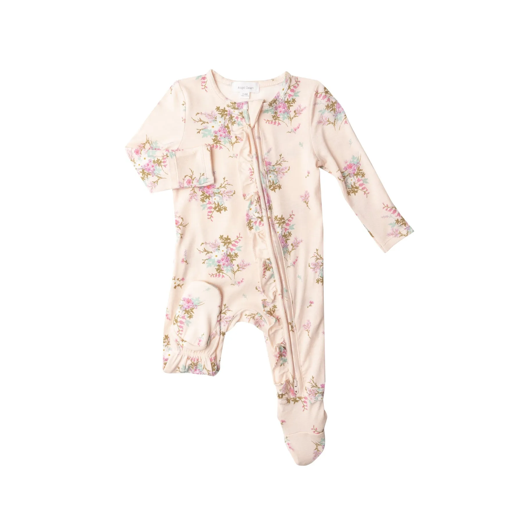 Angel Dear - Ruffle Zipper Footie, Shade Garden Ditsy