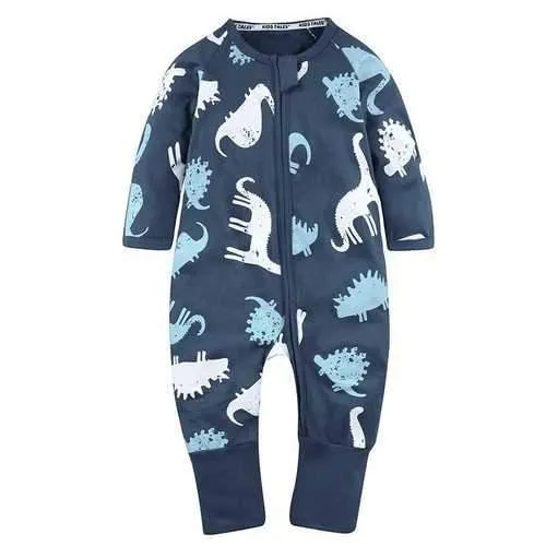 Baby Boys Girls Dinosaur/Flower Zipper Rompers