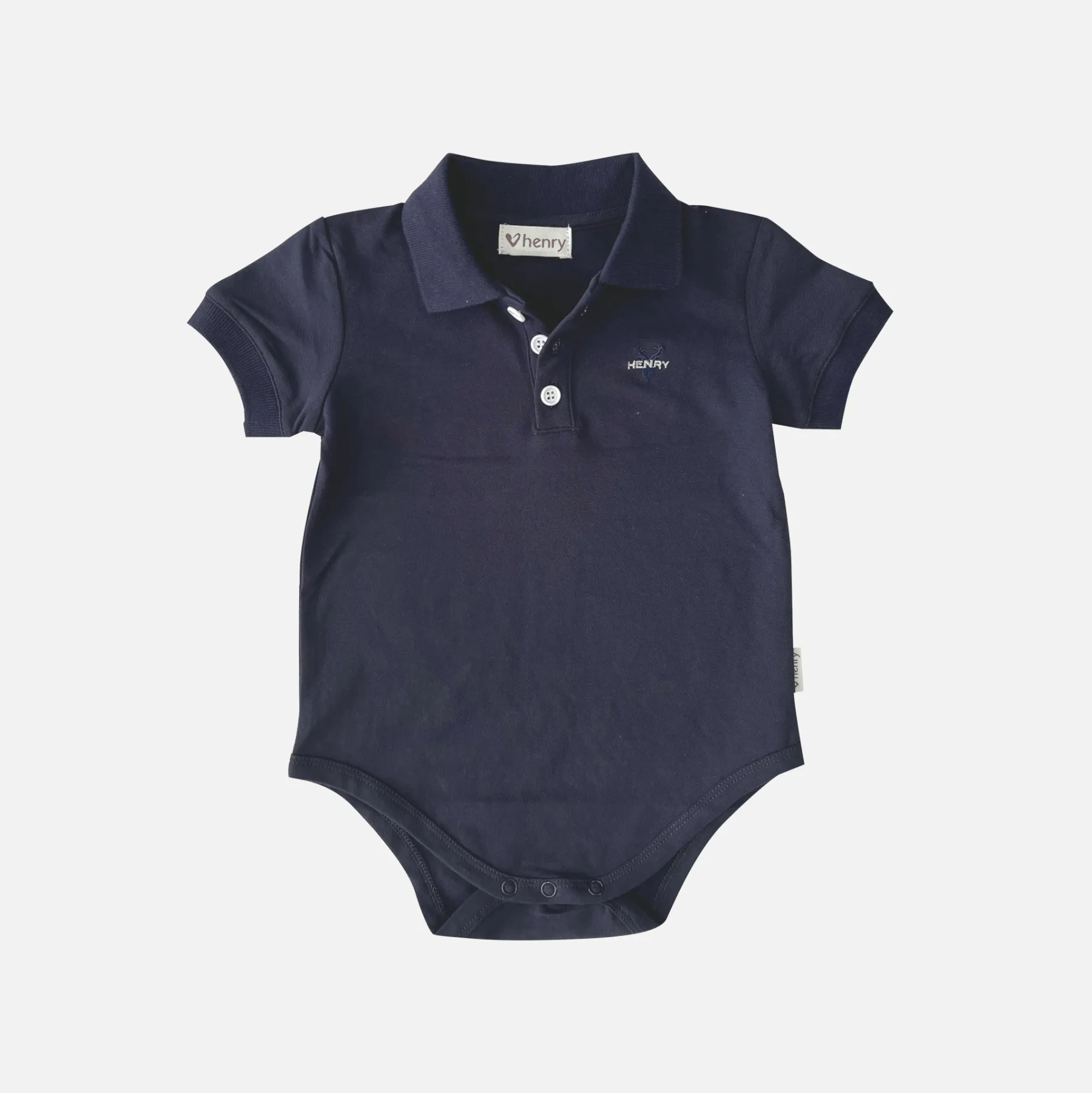 Baby Boys Polo Romper - Navy