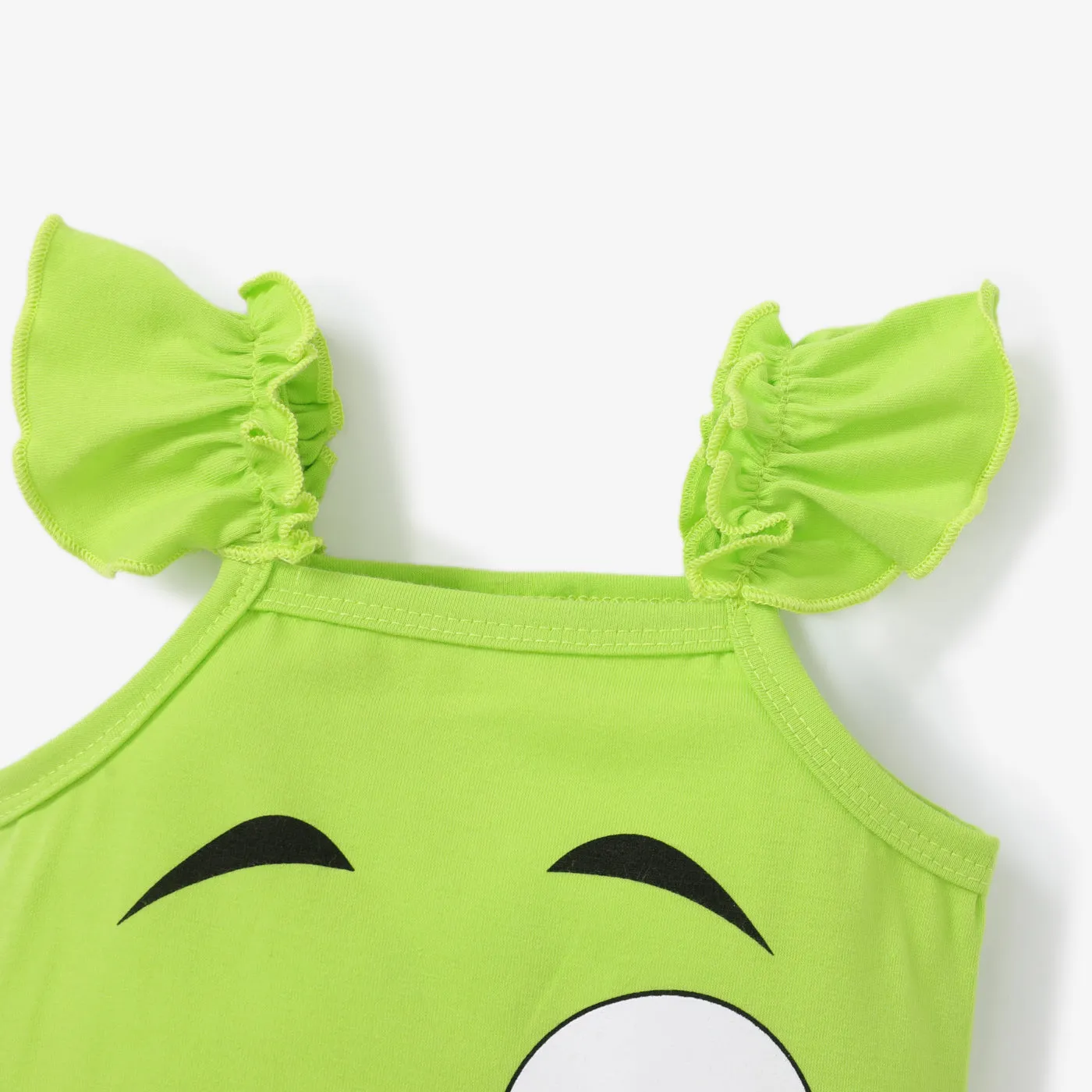 Baby Girl Cartoon Graphic Flutter-sleeve Romper