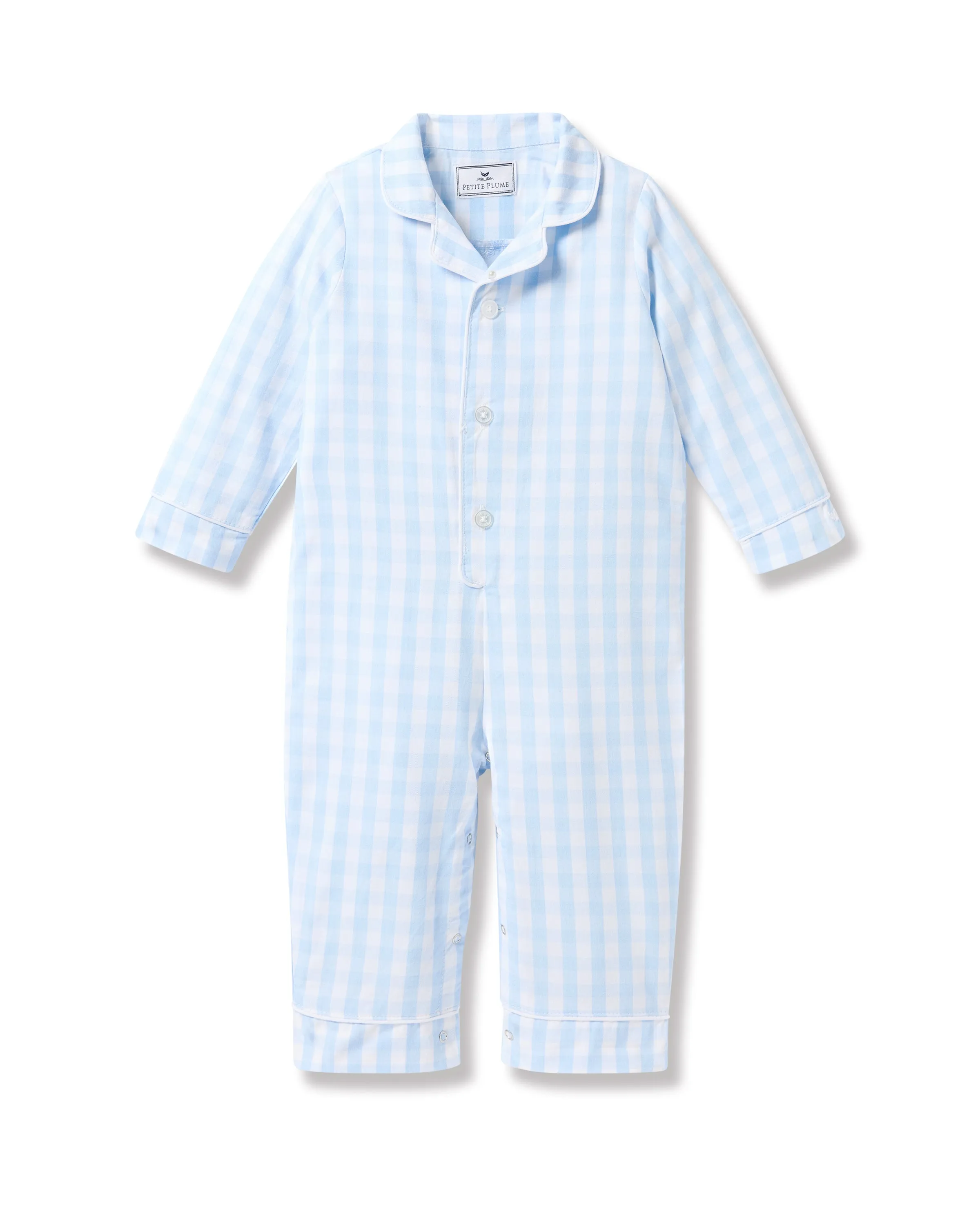 Baby's Light Blue Gingham Classic Romper & Cashmere Blanket Gift Set