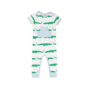 Beaufort Bonnet- Rowdy Rugby One-Piece Romper (Gator Pond Pals/Buckhead Blue , 0-24m)