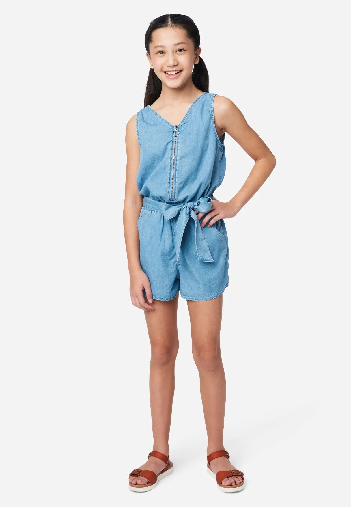 Belted Zip-Front Romper