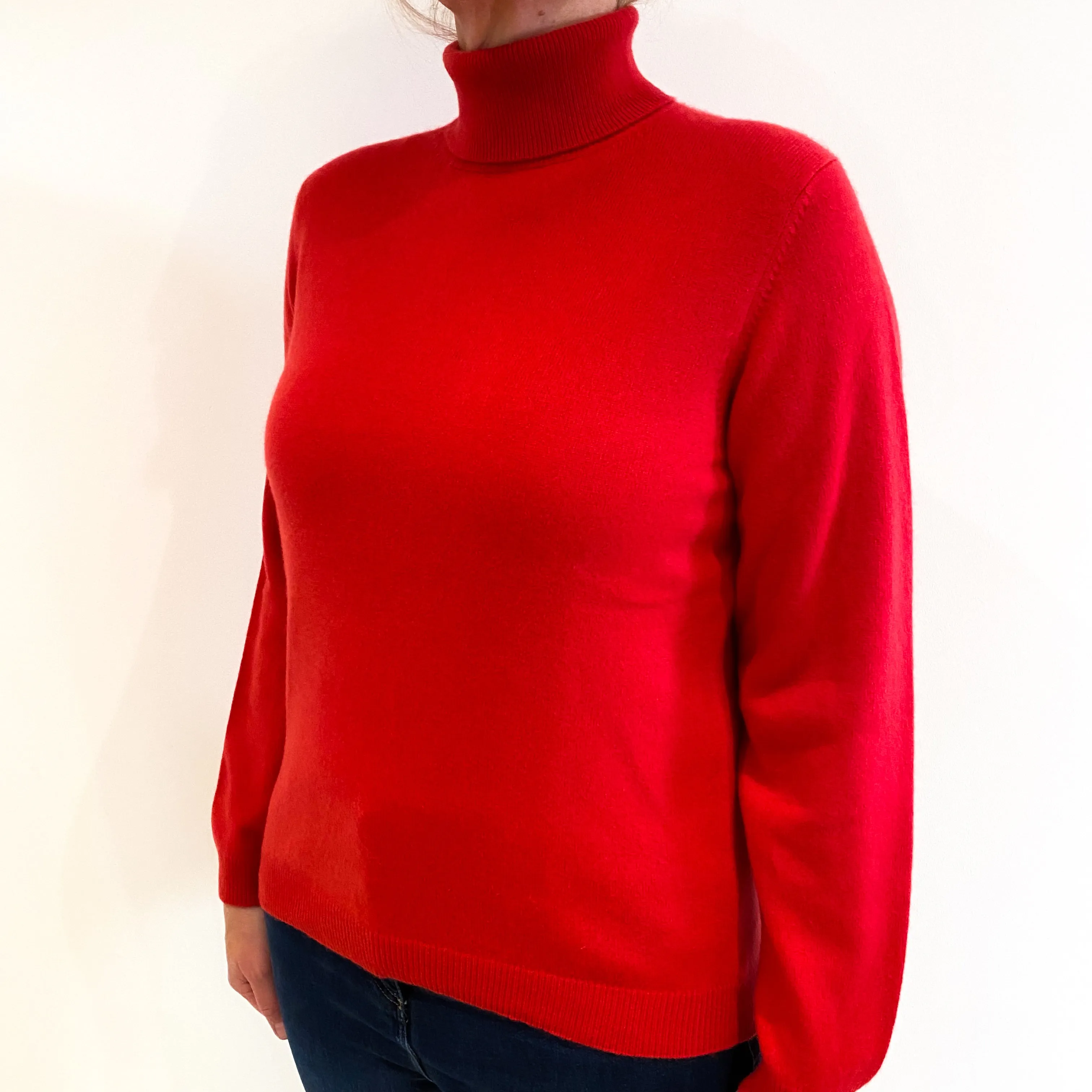 Berry Red Cashmere Polo Neck Jumper Large