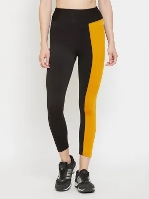 Black Ankle-Length Colourblock Active Tights