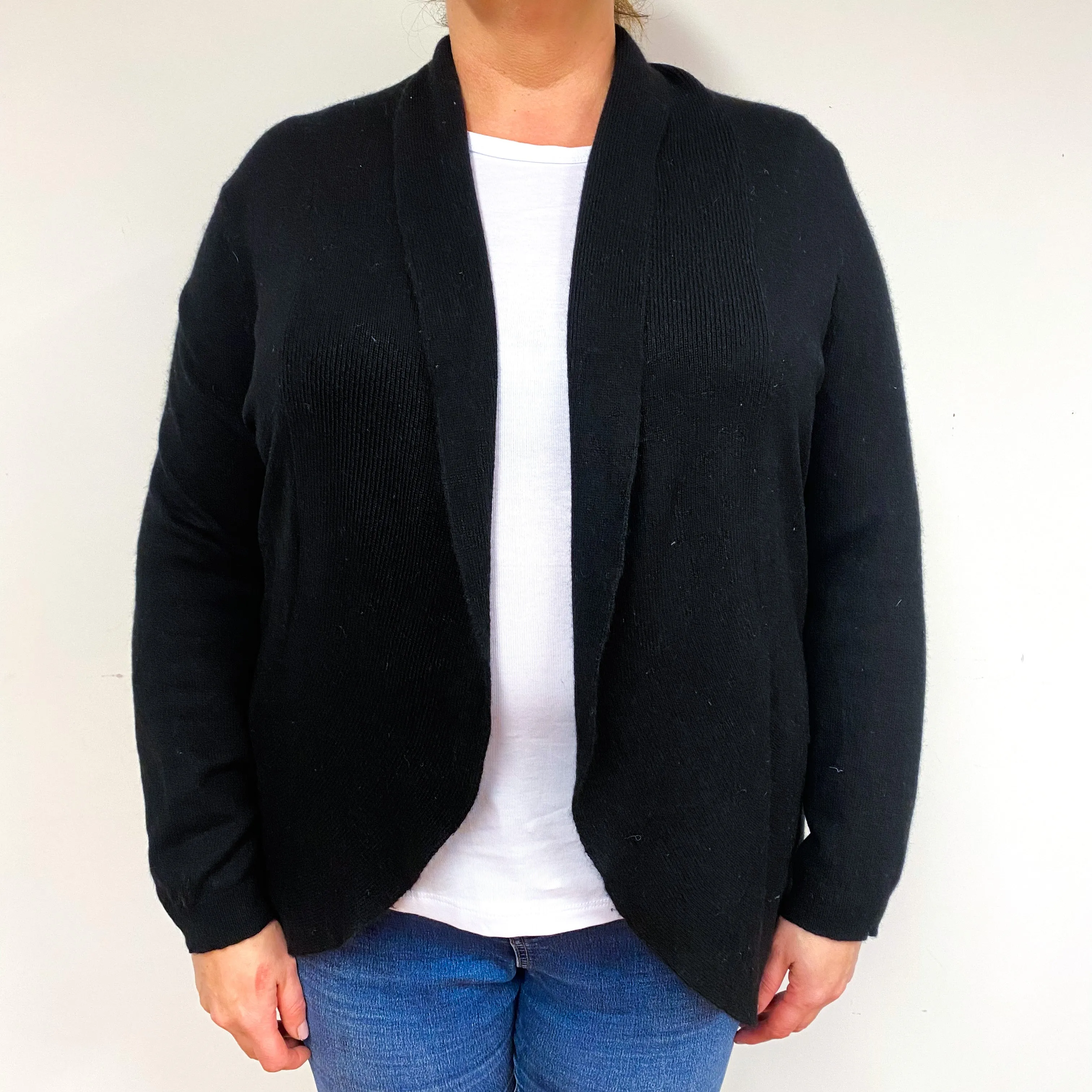 Black Cashmere Edge-Edge Cardigan Extra Large