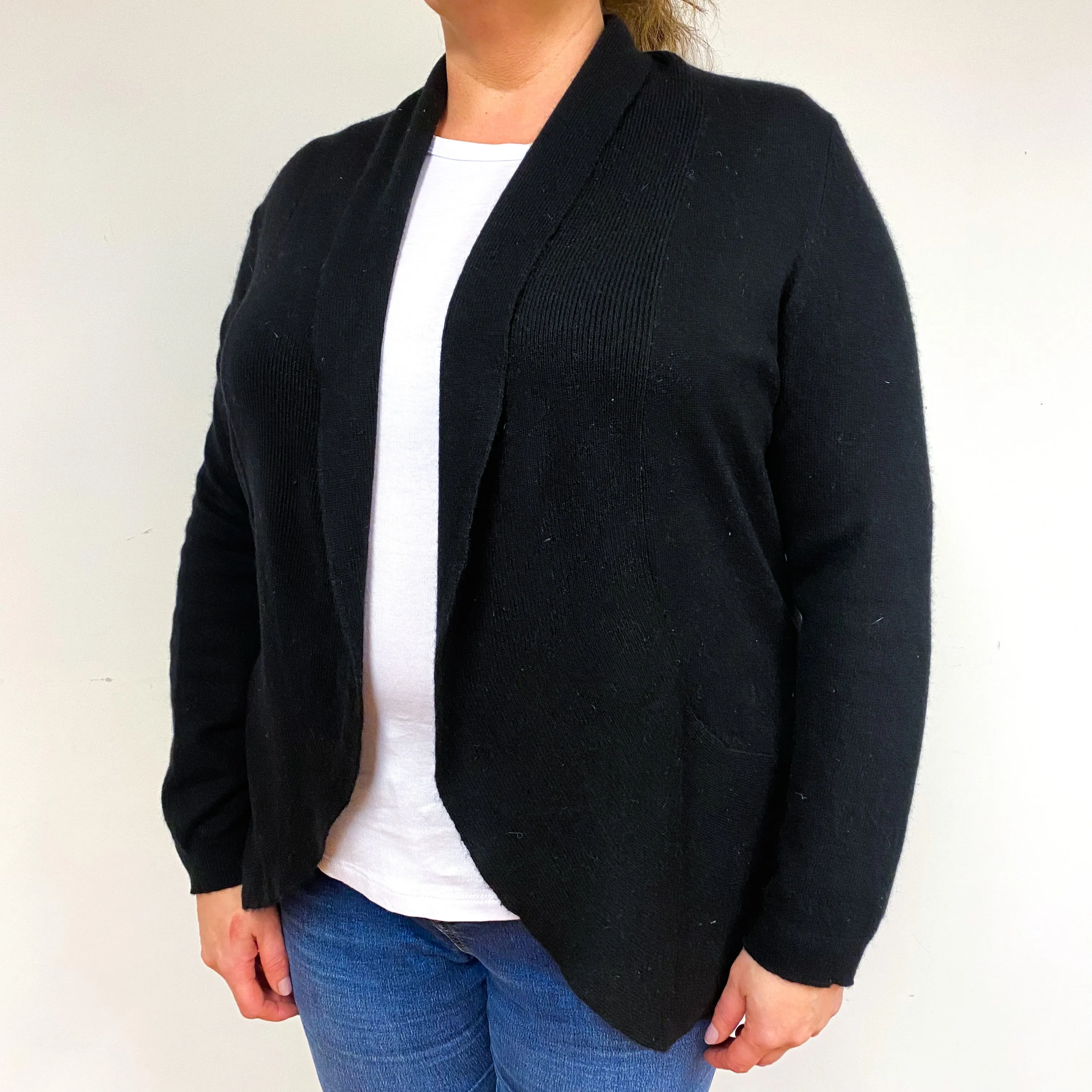 Black Cashmere Edge-Edge Cardigan Extra Large