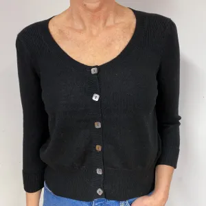 Black Cropped Cashmere Scoop Neck Cardigan Medium