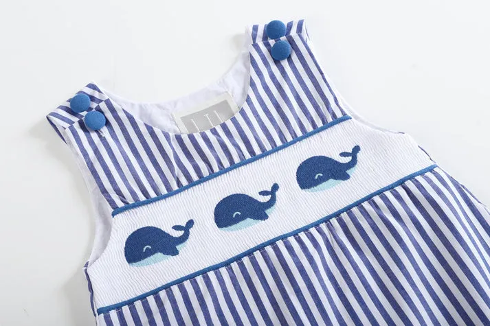 Blue Whale Smocked Short Romper