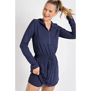 Butter 2 in 1 Longsleeves Romper with Hoodie Navy