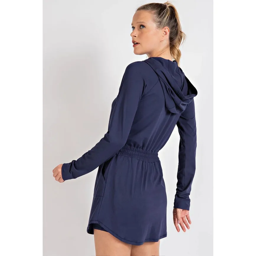 Butter 2 in 1 Longsleeves Romper with Hoodie Navy