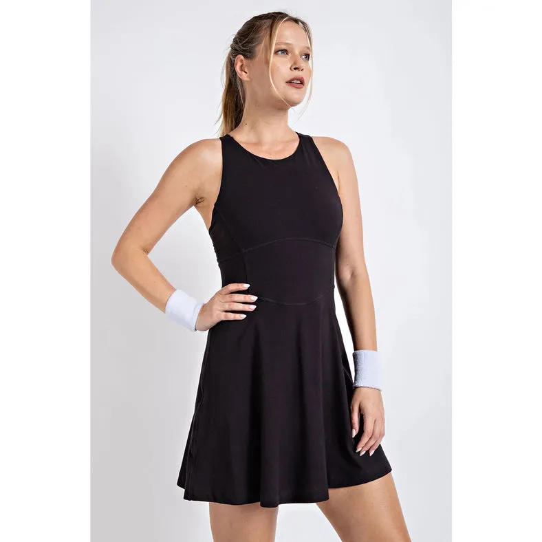 Butter Romper Dress with Keyhole Black