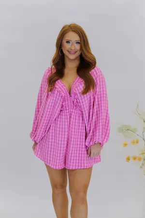 Candy Smocked Romper- Pink