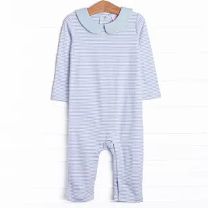 Carter Pima Romper, Blue Stripe