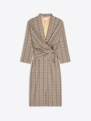 Checked wrap dress