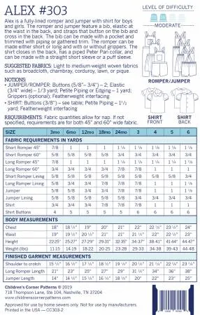 Children's Corner Patterns: Alex Romper/Jumper & Shirt