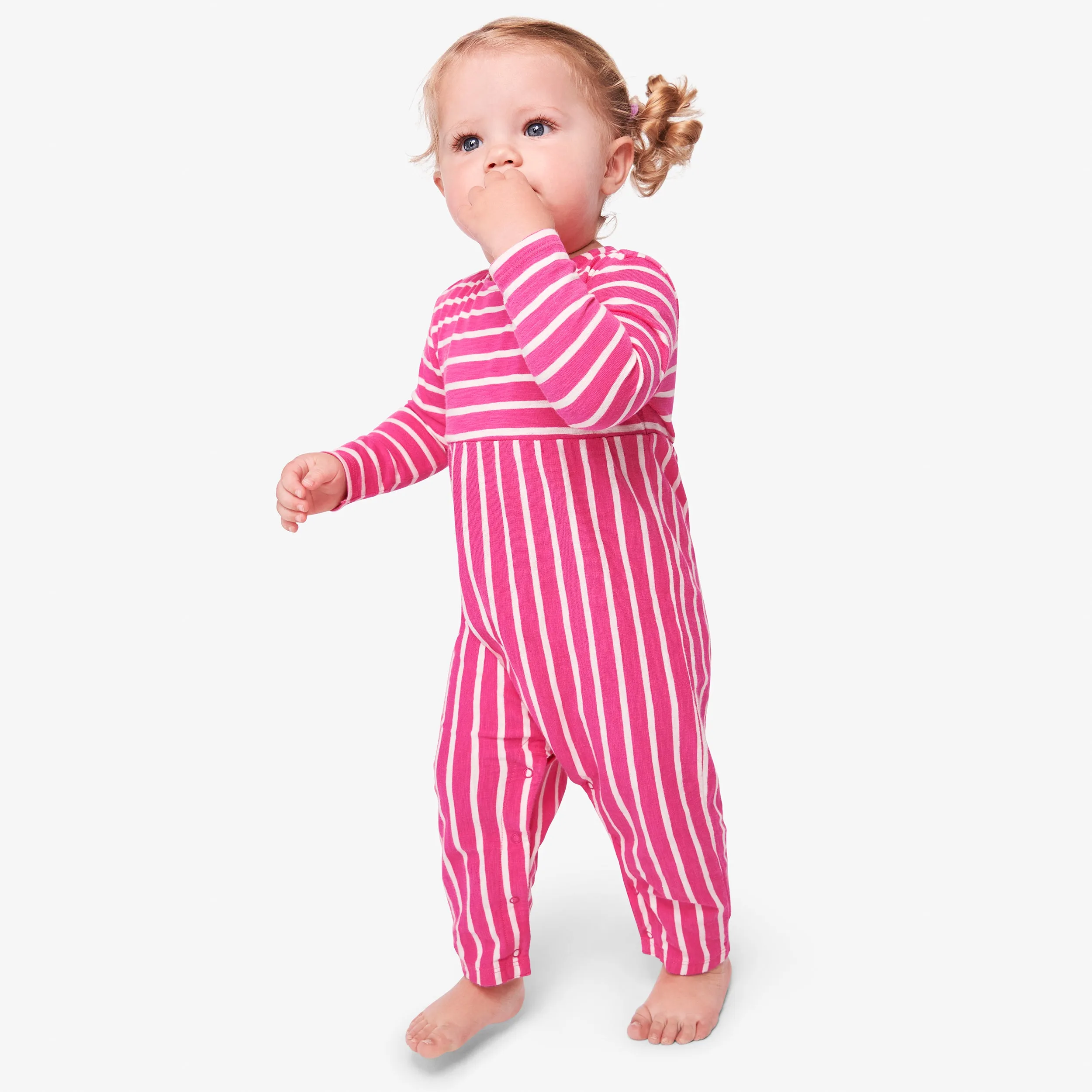 Clearance baby long sleeve explorer romper in stripe