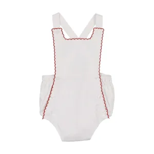 Coco Blanc White w/ Red Scalloped Romper