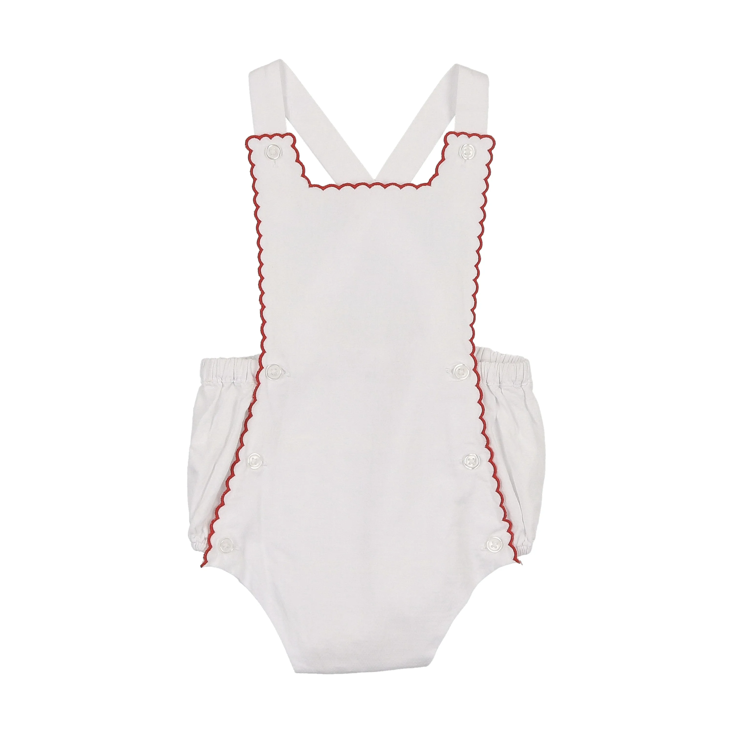 Coco Blanc White w/ Red Scalloped Romper