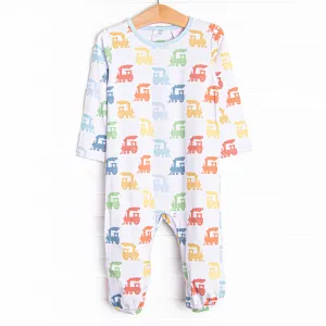 Colorful Caboose Romper, Blue