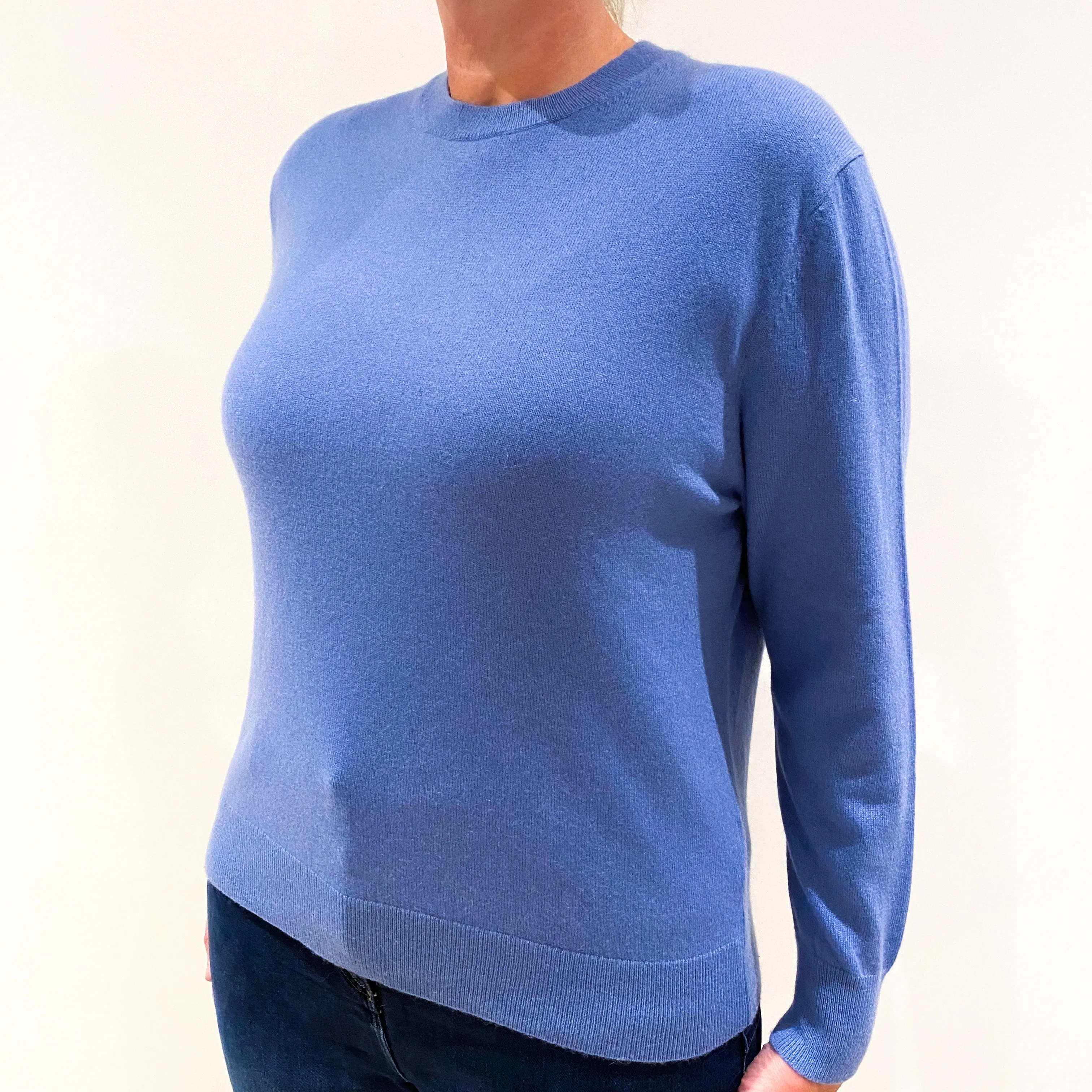 Cornflower Blue Cashmere Crew Neck Jumper Large