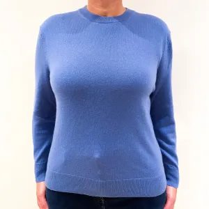 Cornflower Blue Cashmere Crew Neck Jumper Large