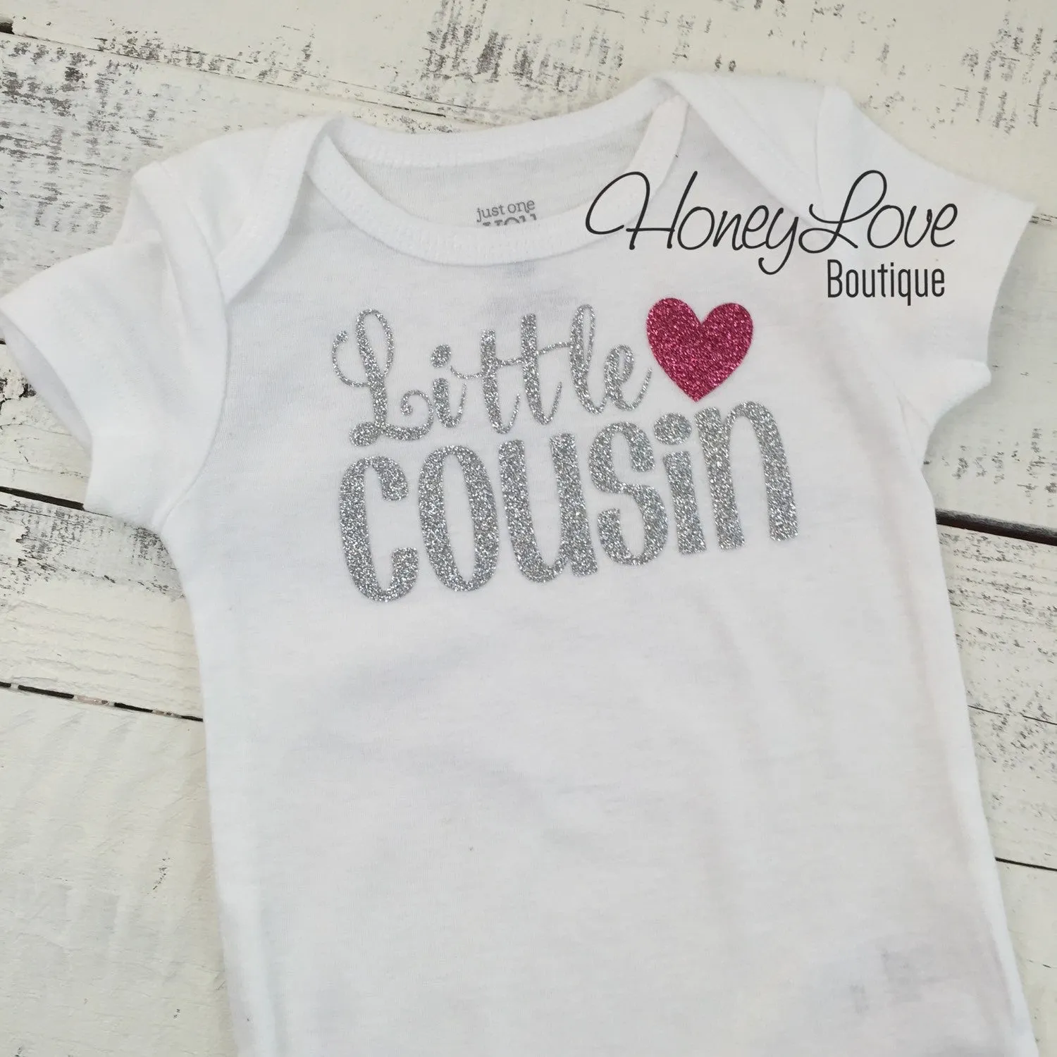 Cousin Bodysuit and Shirts - Silver and Dark Pink Glitter