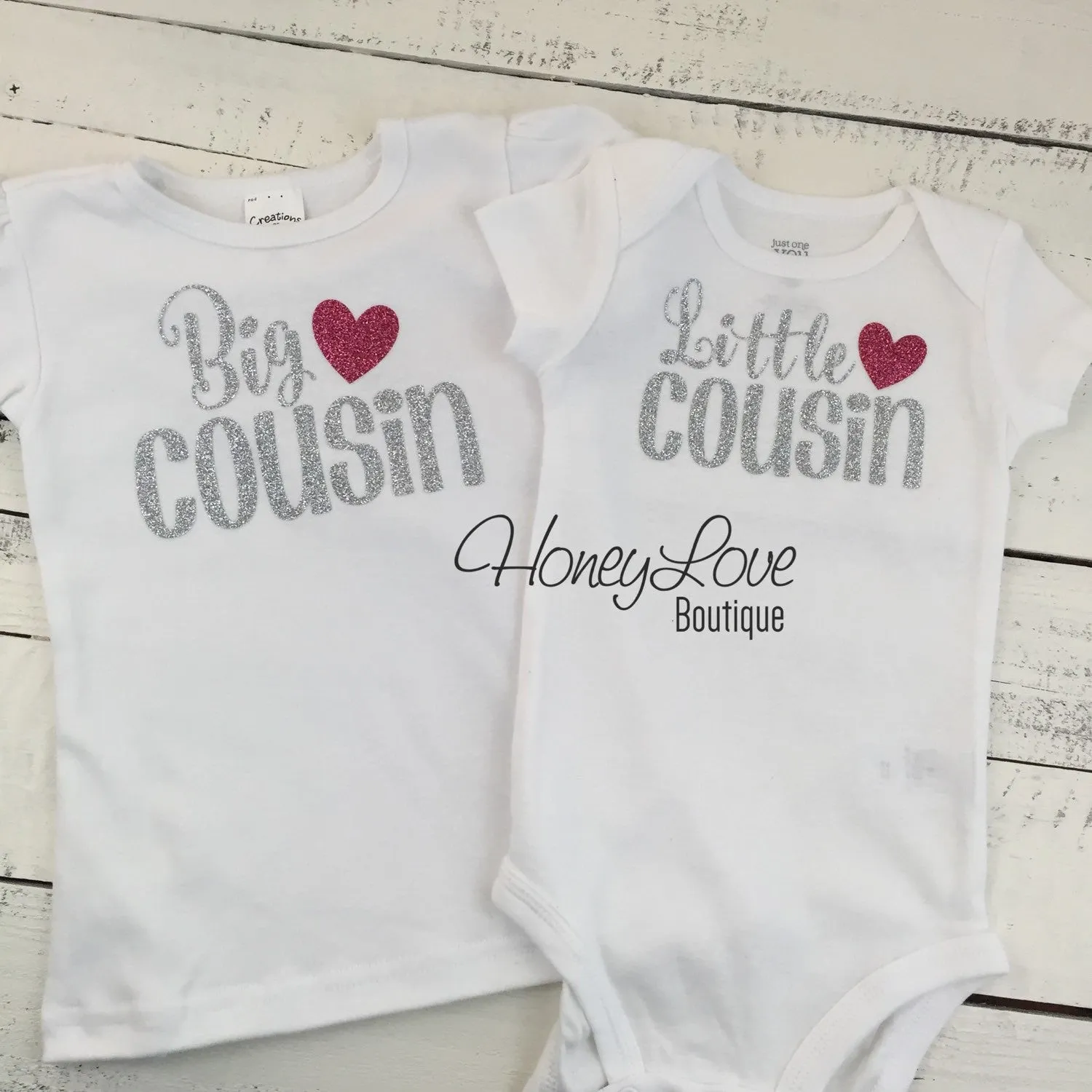 Cousin Bodysuit and Shirts - Silver and Dark Pink Glitter