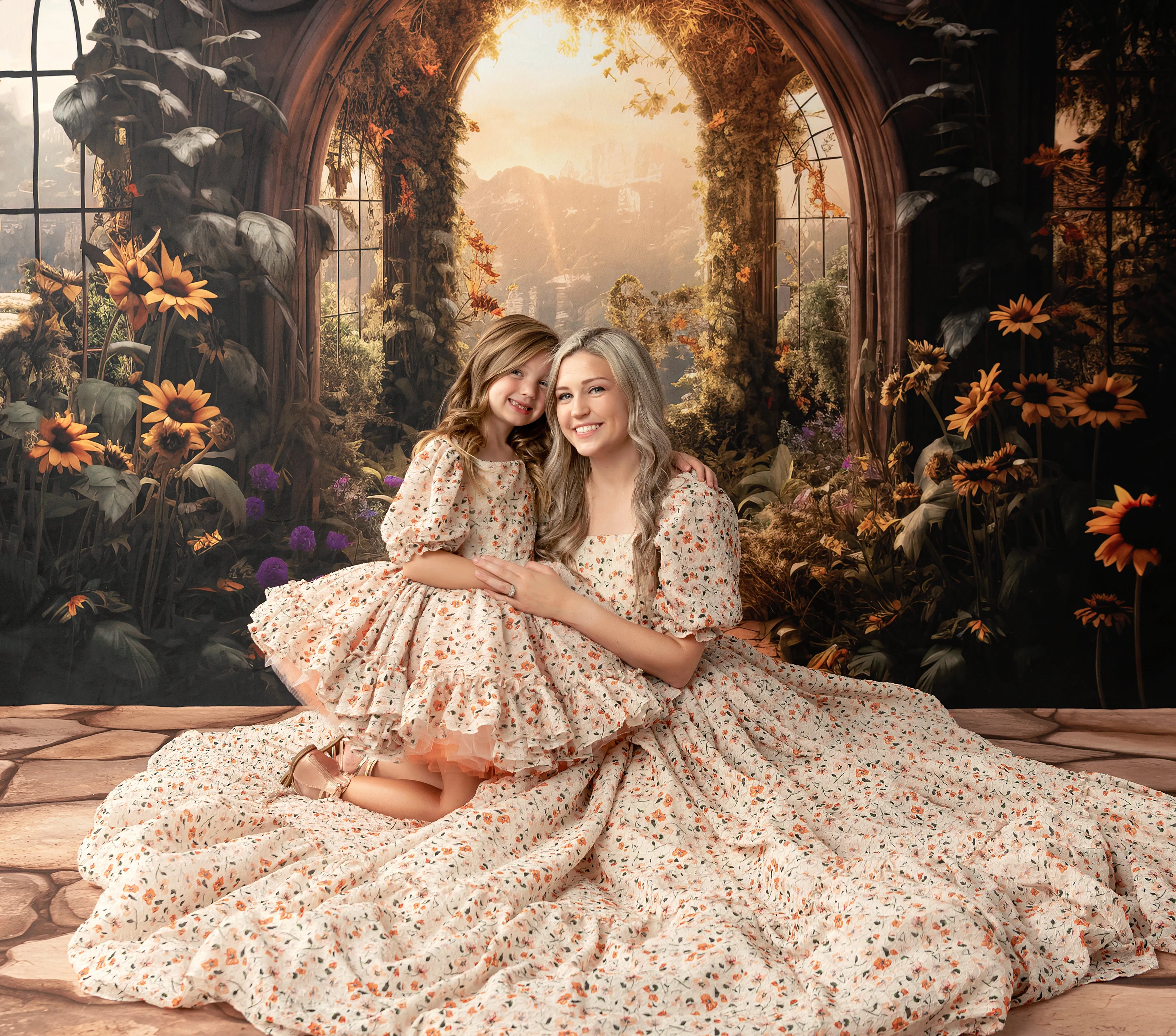 Couture Rental Gown: Floral Revival  Ivory/Peach (Teen-up to Adult size 6)