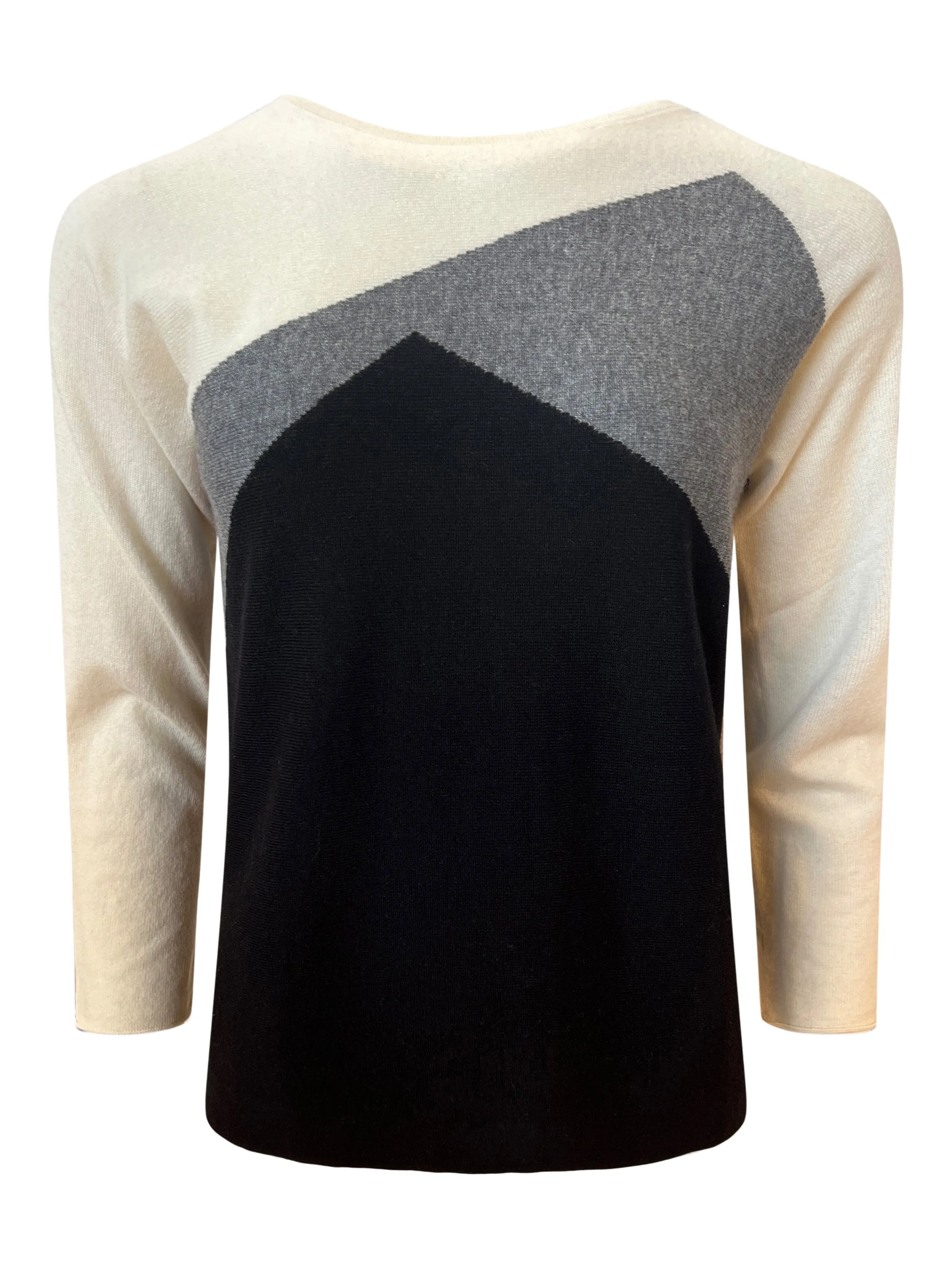 Cream Grey Black Cashmere Jumper - last one size 44