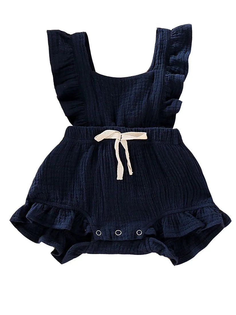 Cute Infant Baby Ruffle Solid Color Bodysuit Onesie