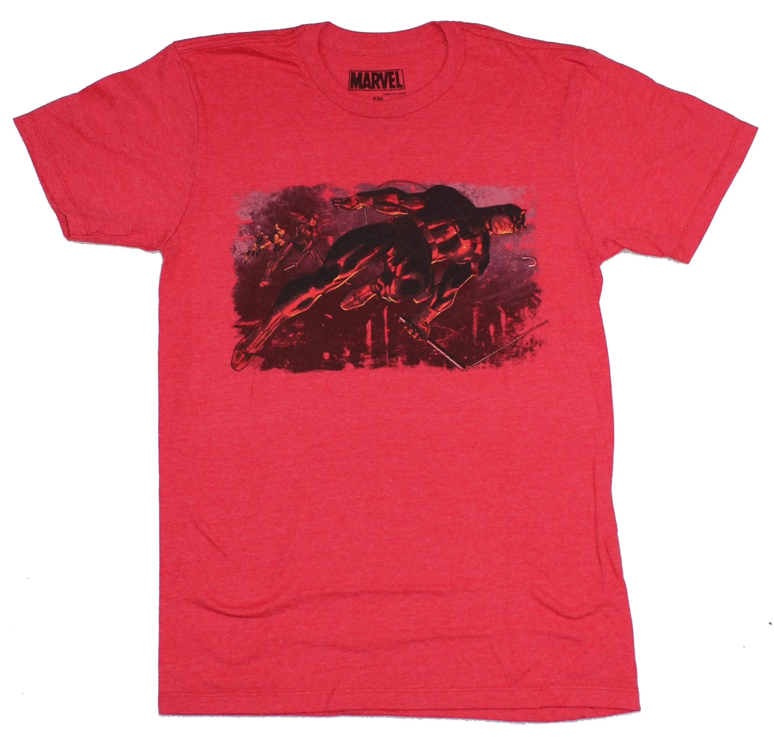 Daredevil Mens T-Shirt - Evolution of Daredevil in a Jump