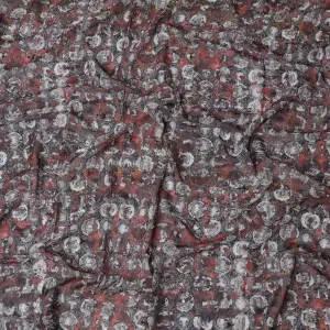 Dark Charcoal Premium Cotton Voile Fabric with Historical Coin Motifs - Traditional Thobe Material, 140 cm Wide-D20228