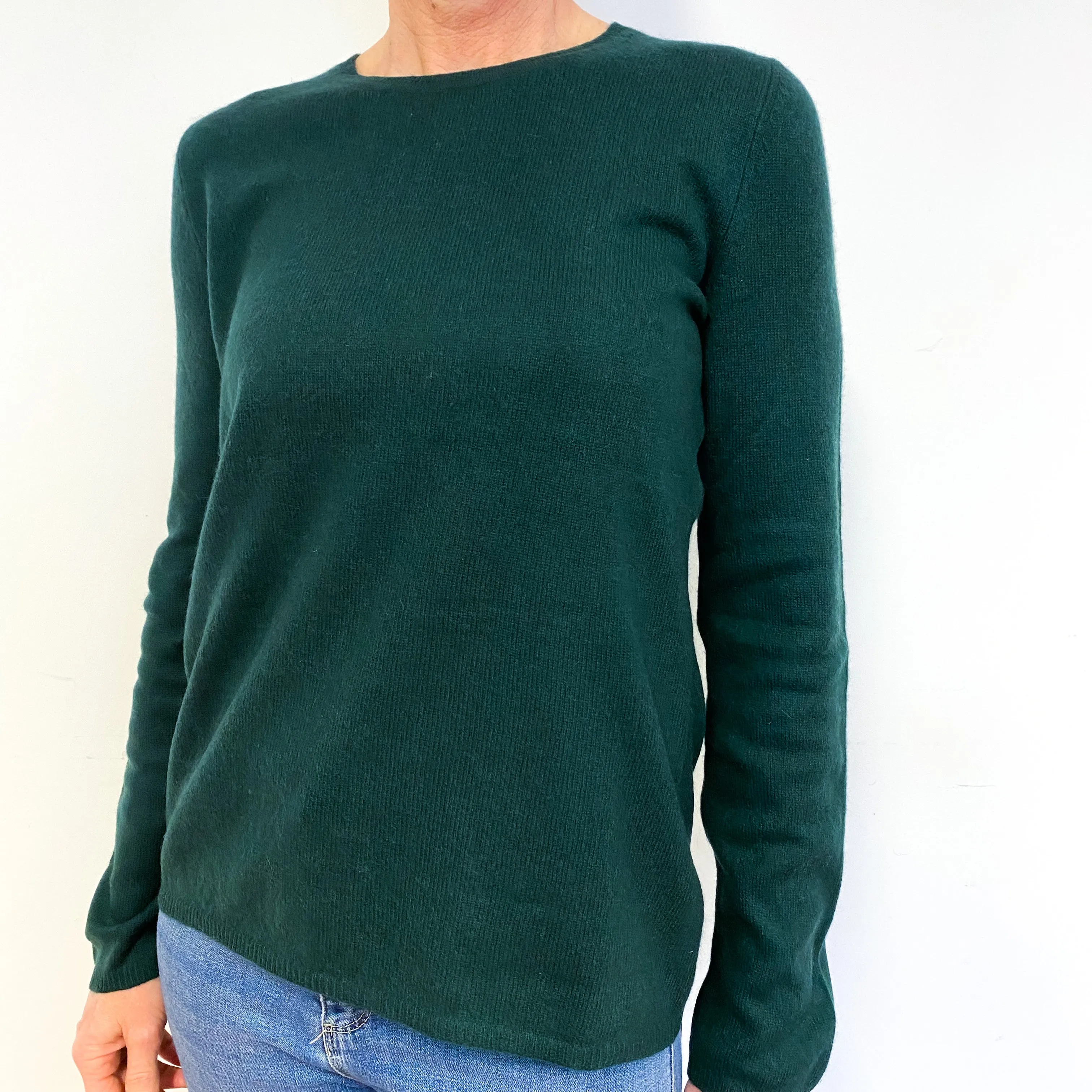 Dark Forest Green Cashmere Crew Neck Jumper Medium