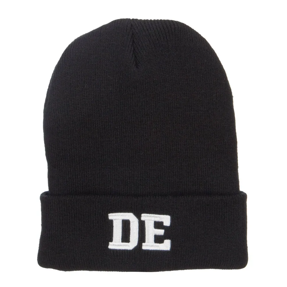 DE Delaware State Embroidered Long Beanie